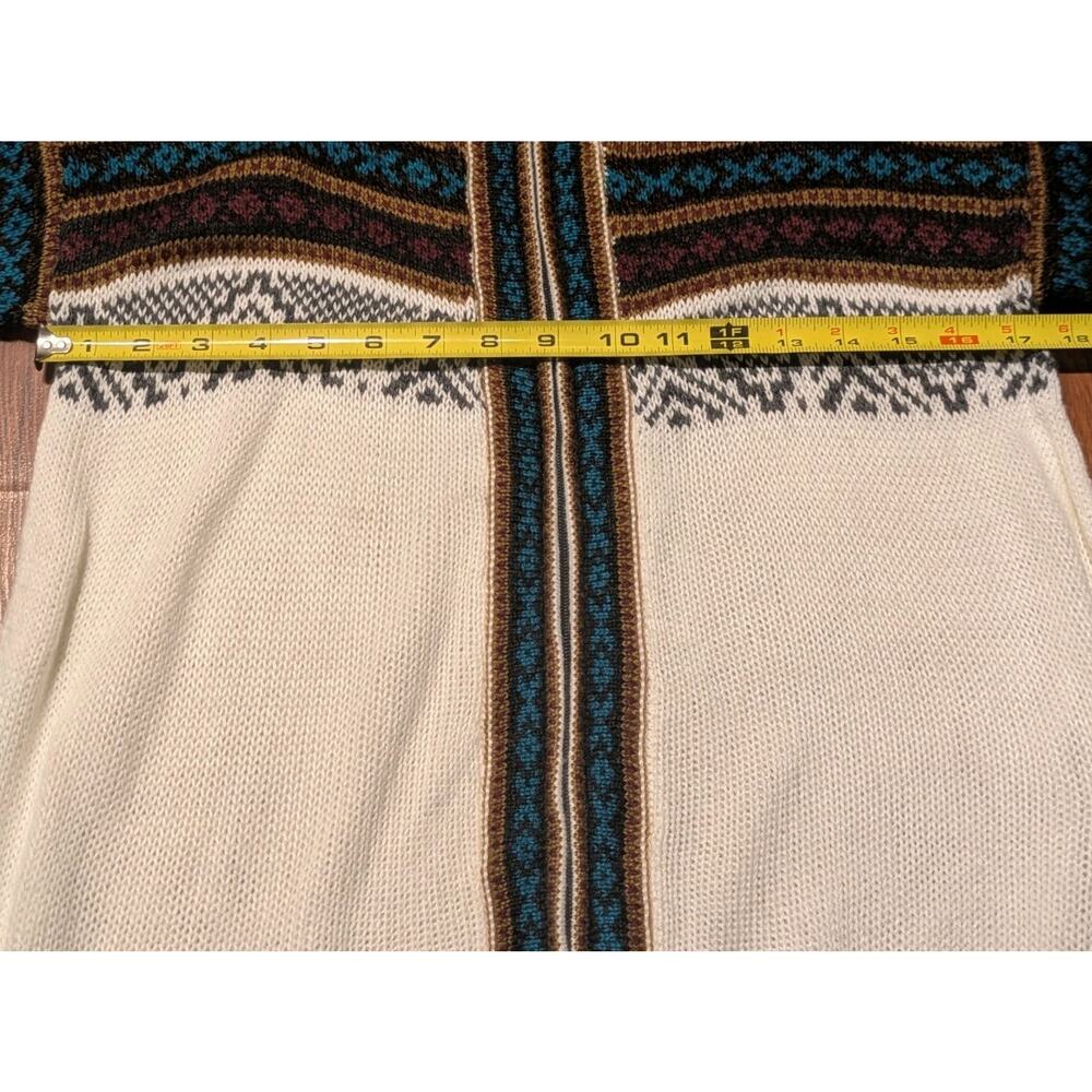 Bolivian Alpaca Wool Cardigan Small Fair Isle Andean Full Zip Handmade New - Picture 5 of 6